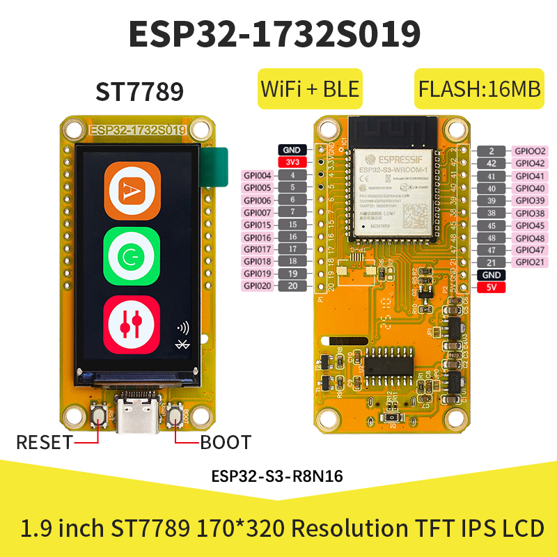 ESP32-S3 1.9 Inch IPS LCD HMI  - Esp32 Wifi Bluetooth Module ulasan dan harga